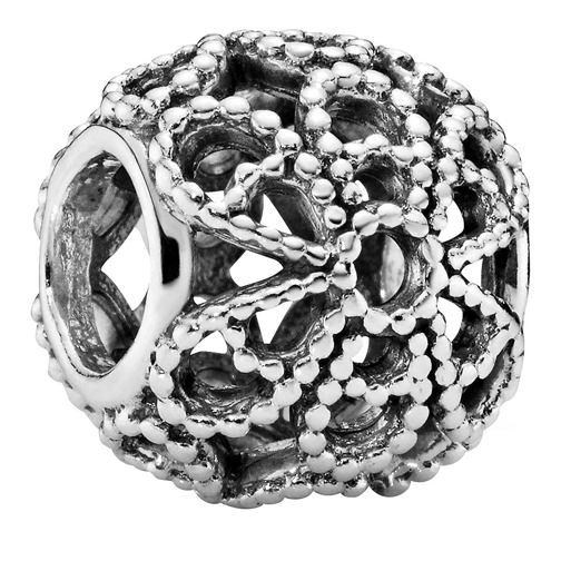 Pandora Offen gearbeitetes Metallperlen-Blüten Charm Sterling silver Ciondolo