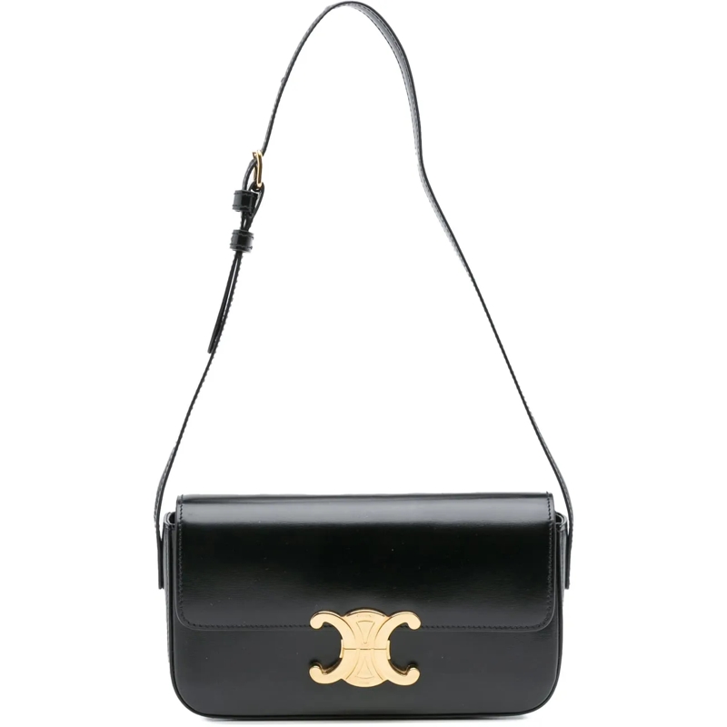 Celine Schultertasche Shiny Calfskin Claude Shoulder Bag schwarz
