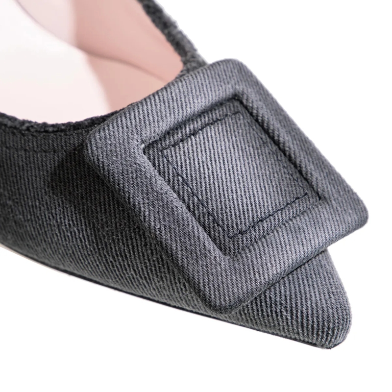 Roger Vivier Escarpins Fringed Wash Denim Sling 65 Nero(Image 5)