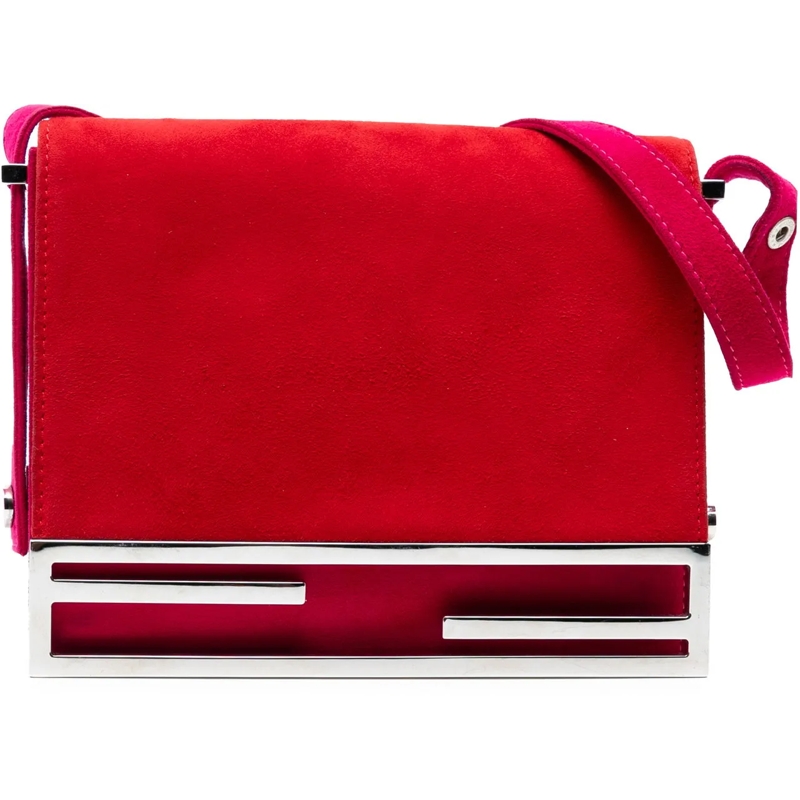 Fendi Schultertasche Suede Crossbody rot