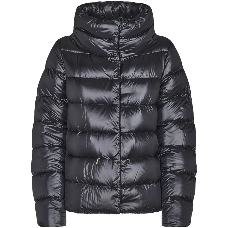 Herno  Puffy Black Coat With Glossy Finish And High Colla Black