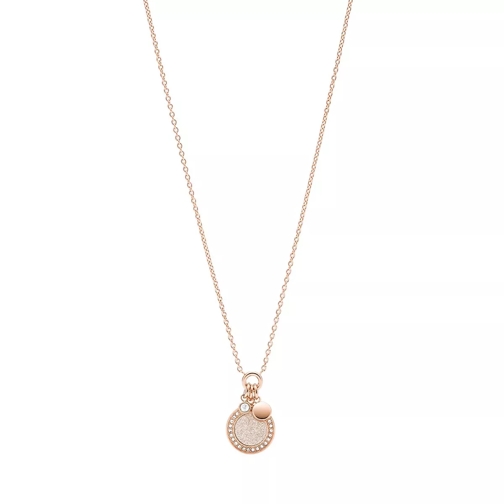 Fossil Sutton Halo Steel Pendant Necklace Rose Gold Collier moyen