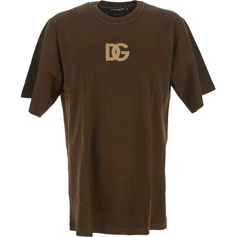 Dolce&Gabbana T-Shirt Logo Print Cotton T-Shirt braun