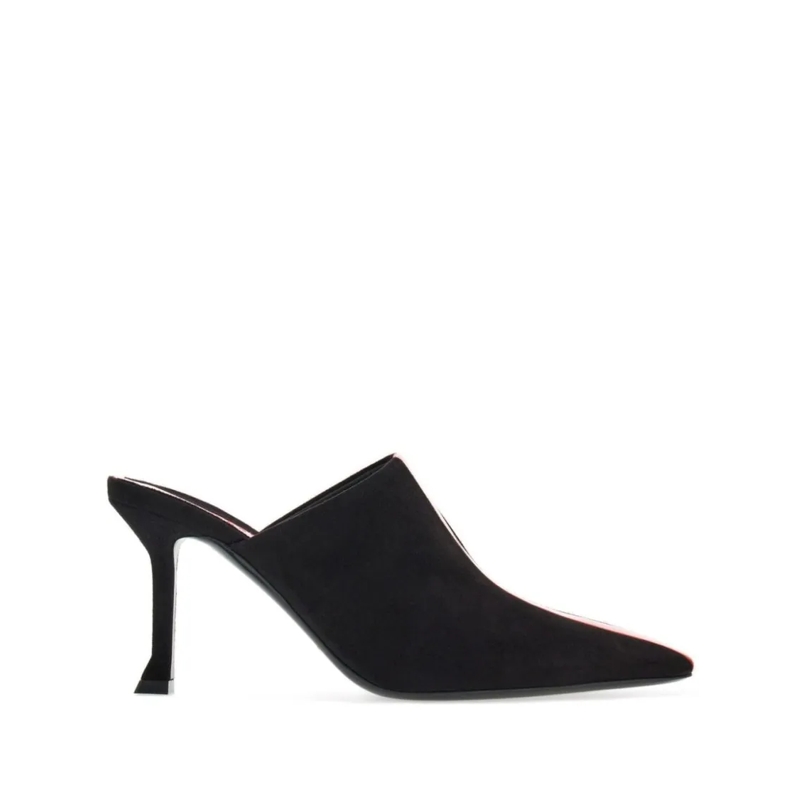 Salvatore Ferragamo Mules 85Mm Black Goat Suede Mules Black