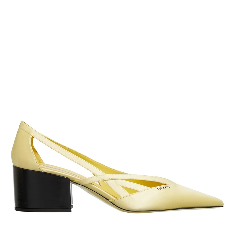 Prada Pumps Satin Pumps With Cut Out Limone