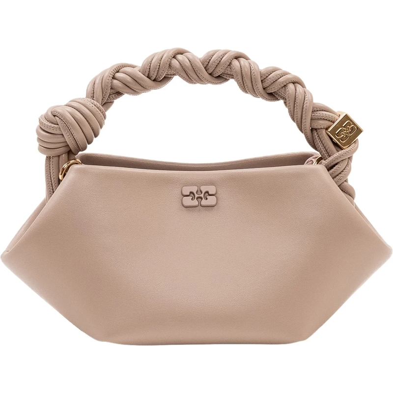 GANNI Schultertasche Bou Mini Bag con Manico Intrecciato beige