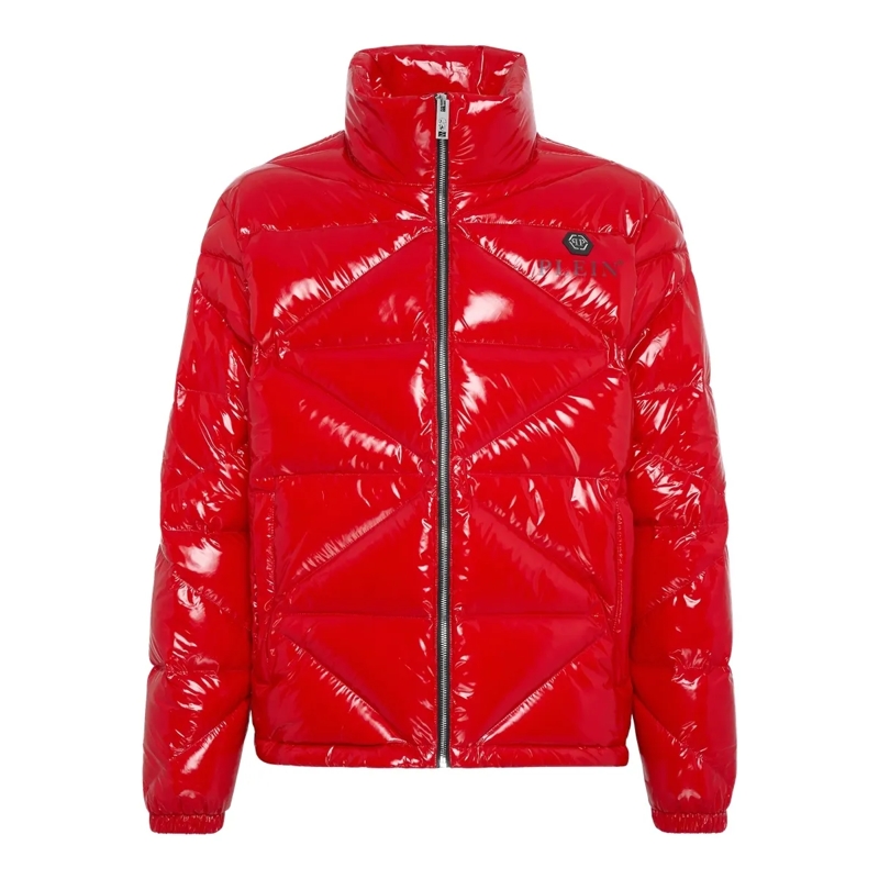 Philipp Plein Lederjacke Jacke Hexagon rot