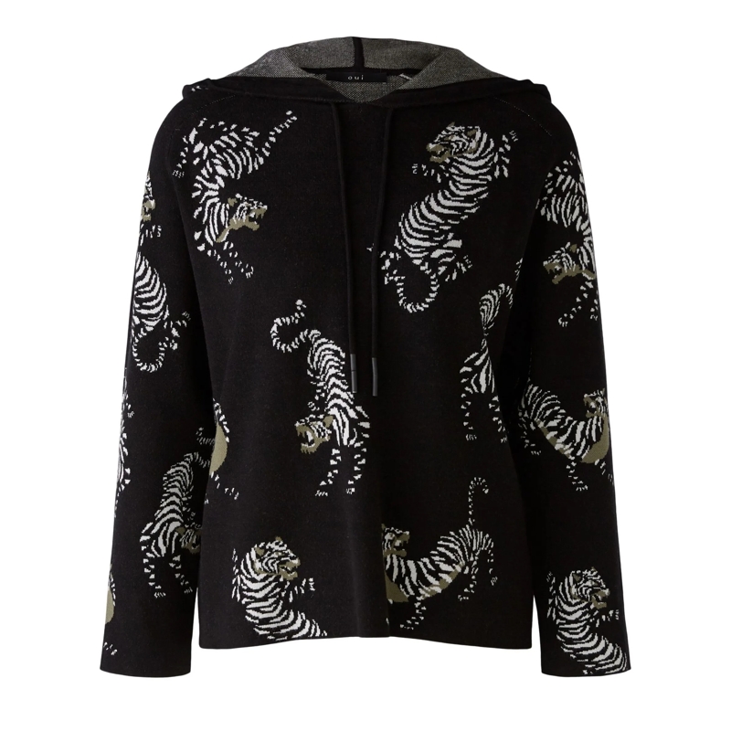 Oui Sweatshirt Kapuzenpullover schwarz