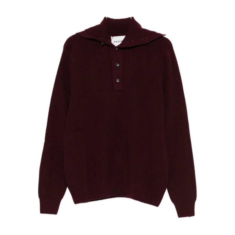 Amaranto Trui Burgundy Ribbed High Collar Sweater Black