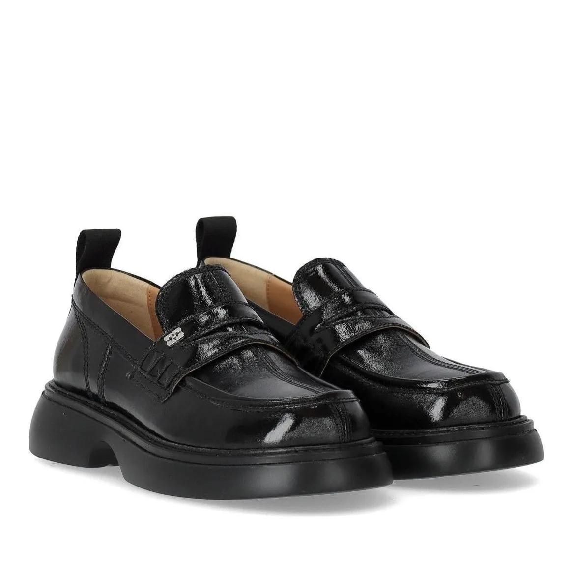 GANNI Loafers & Ballerinas - GANNI SCHWARZER CHUNKY LOAFER AUS NAPLAK - Gr. 37 (EU) - in Schwarz - für Damen