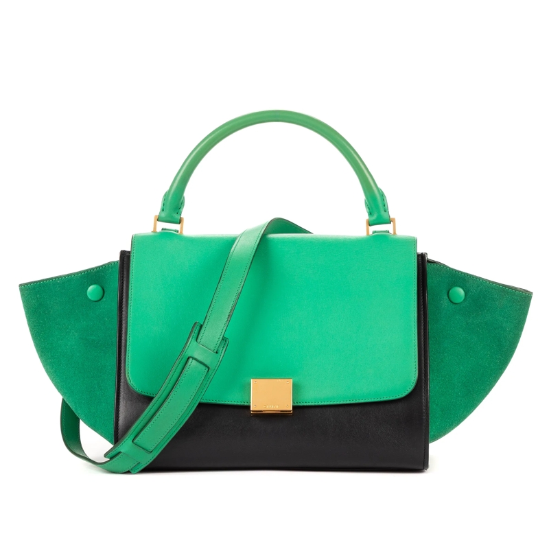 Celine Crossbody Bag Small Bicolor Trapeze grün