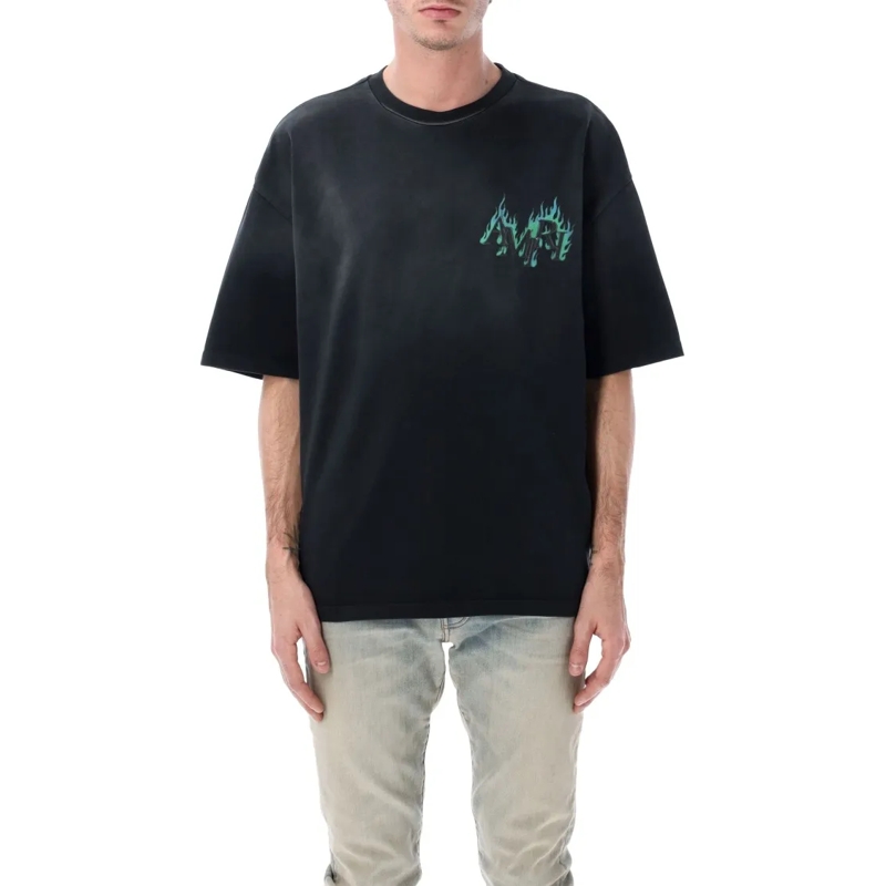 Amiri T-shirt Crystal Flames Oversized Tee Black