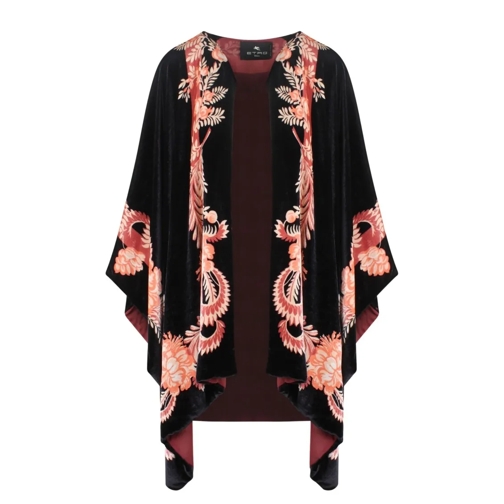 Etro Umhang Paisley Floral Poncho Black