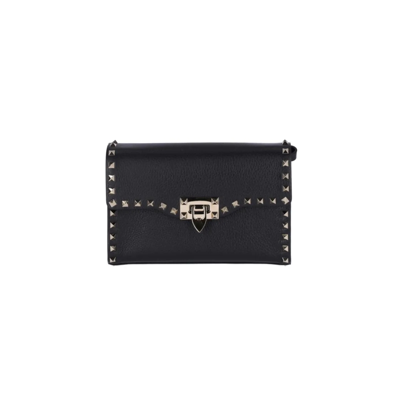 Valentino Garavani Sac à bandoulière Rectangular Crossbody Bag In Black Hammered Leathe Black
