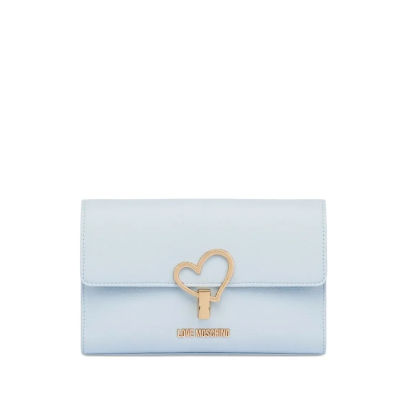 Love Moschino Schultertasche Light Blue Shoulder Bag With Gold-Tone Heart Clasp Blue