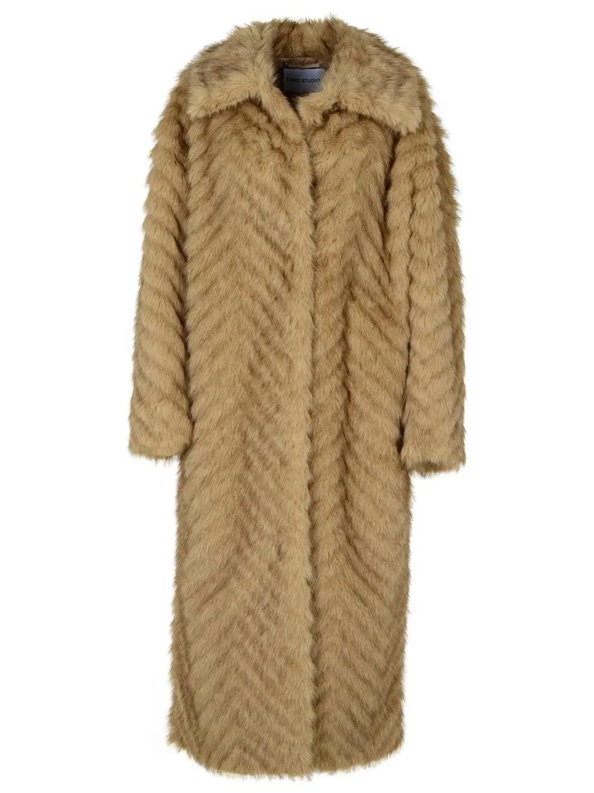 Stand Studio - Wynther Brown Faux Fur Coat - Größe 38 - braun