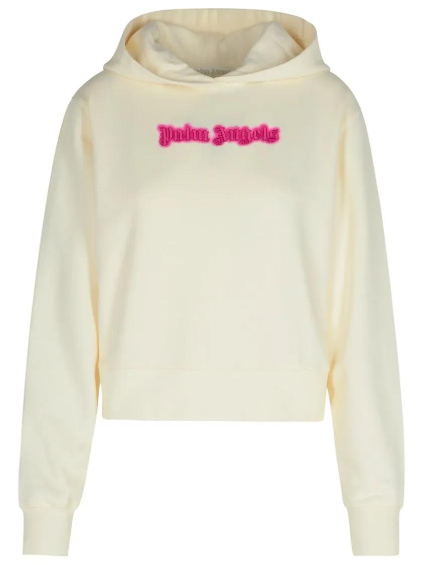 Palm Angels - Cream Cotton Sweatshirt - Größe M -