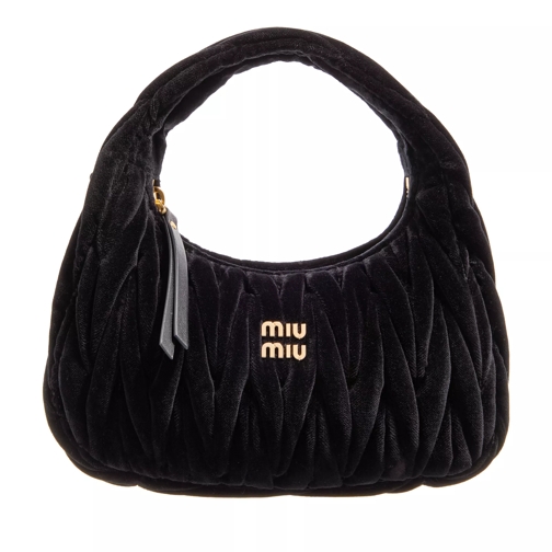 Miu Miu Wander Hobo Bag With Matelasse Nappa Leather Black Sac hobo