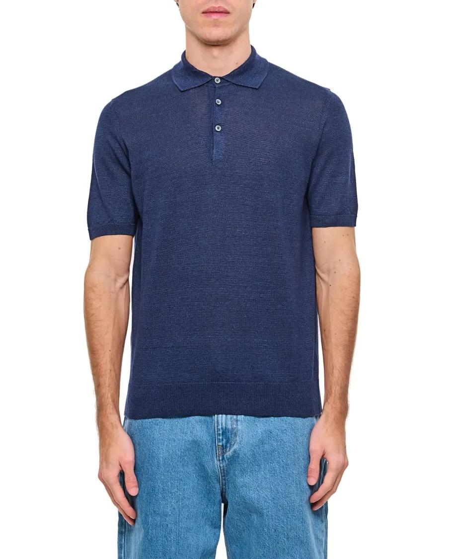 Thumbnail - Drumohr - Relaxed-Fit Blue Polo Shirt With Classic Collar - Größe 50 - blau