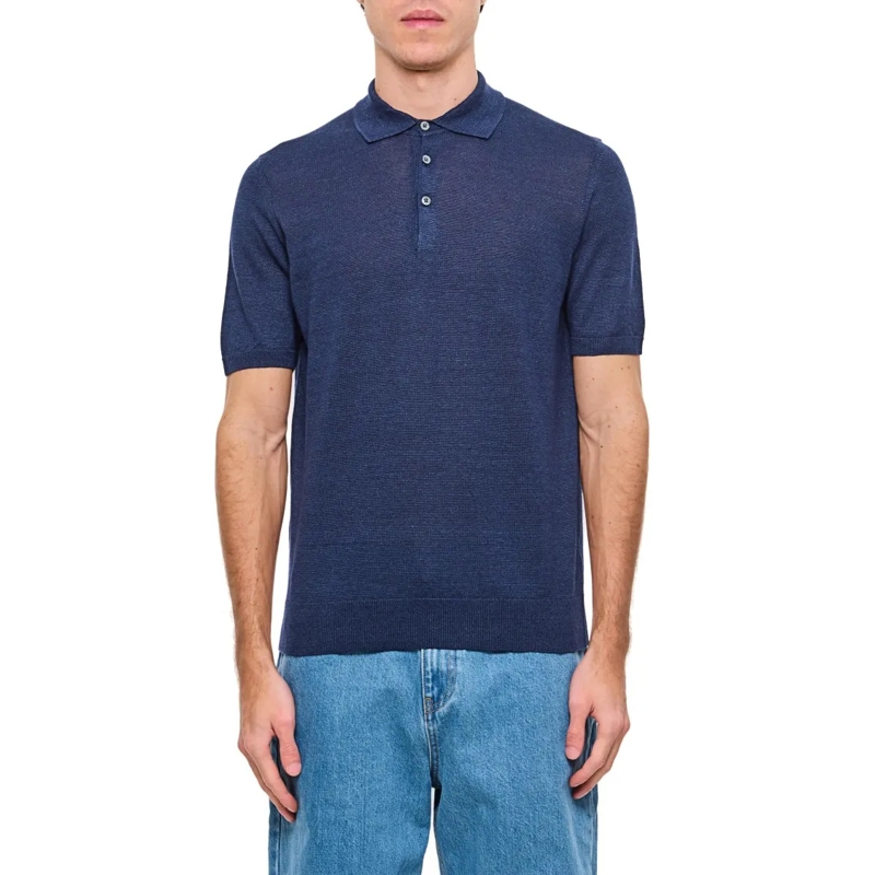 Drumohr Polo Relaxed-Fit Blue Polo Shirt With Classic Collar Blue