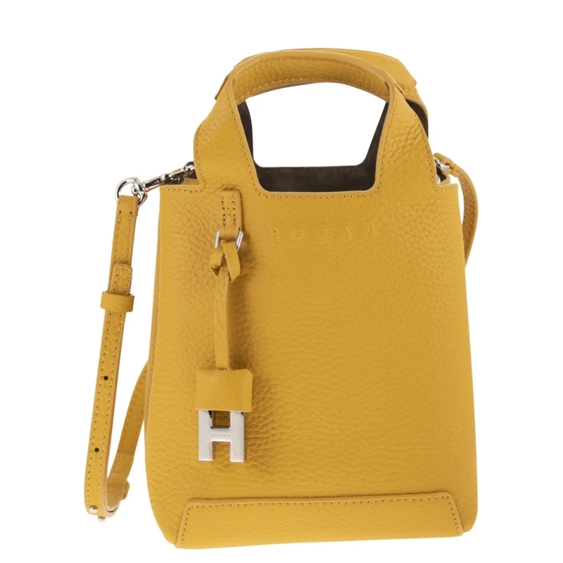 Hogan Tote Mini Handbag Crafted From Hammered Leather Brown