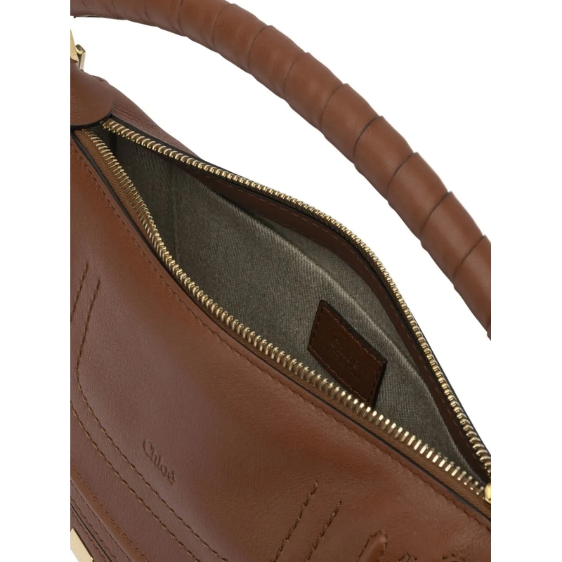 Chloé Schultertasche Compact Shoulder Bag With Saddle Stitching Brown(Image 5)