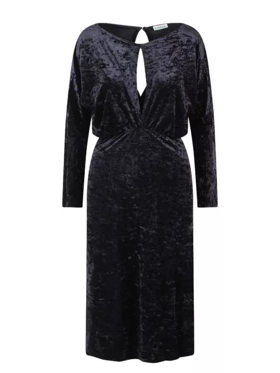 Thumbnail - P.A.R.O.S.H. - Velvet Midi Dress - Größe M - black