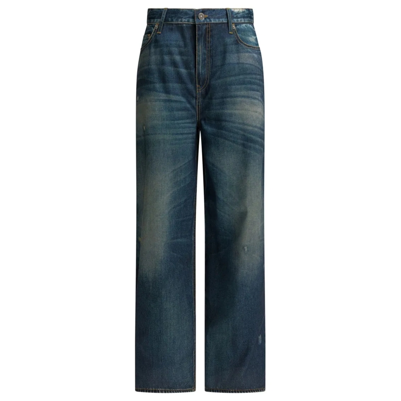 Golden Goose Jeans Wide-Leg Denim Jeans With Vintage Distressing Blue