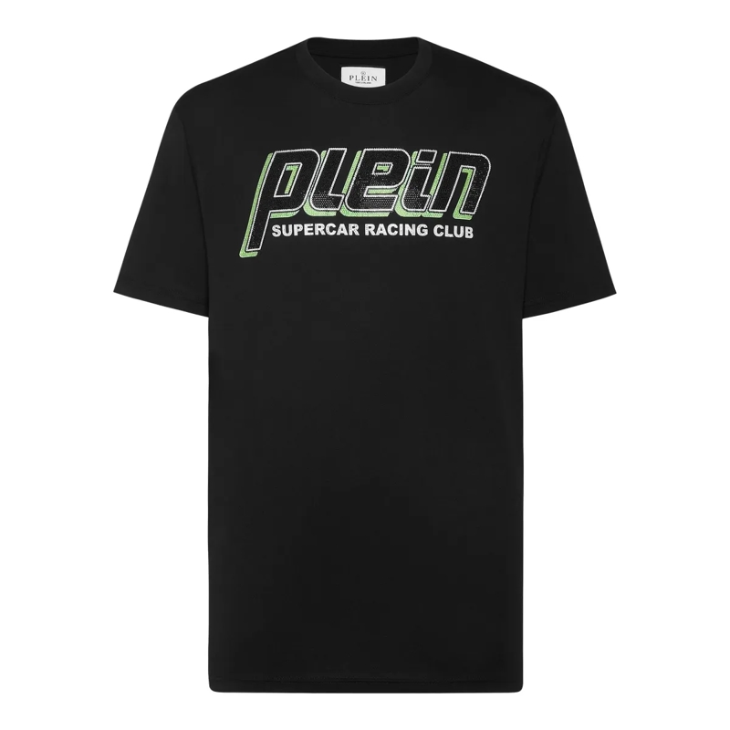Philipp Plein T-Shirt T-Shirt Racing Mit Schmucksteinen schwarz
