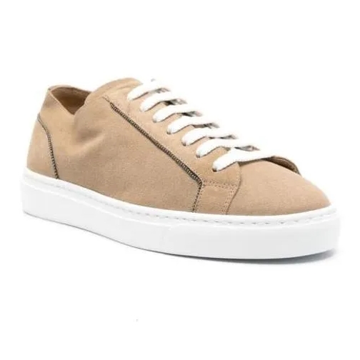 Doucal's Monili Chain-Detail Suede Sneakers Brown lage-top sneaker