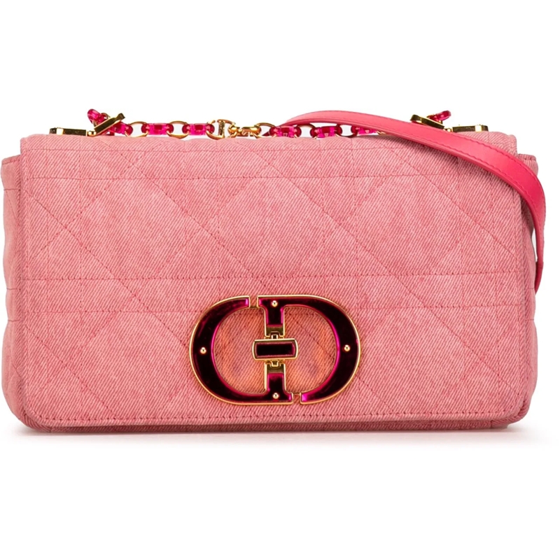 Christian Dior Schultertasche Medium Denim Macrocannage Caro Bag rose