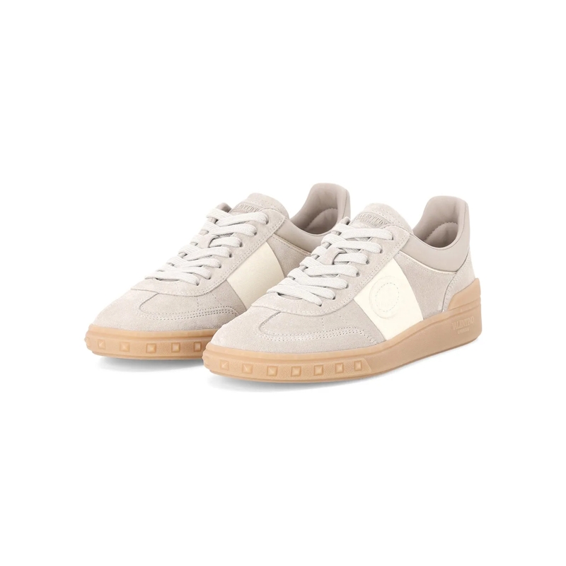 Valentino Garavani Schnürschuhe Sneaker aus Veloursleder beige