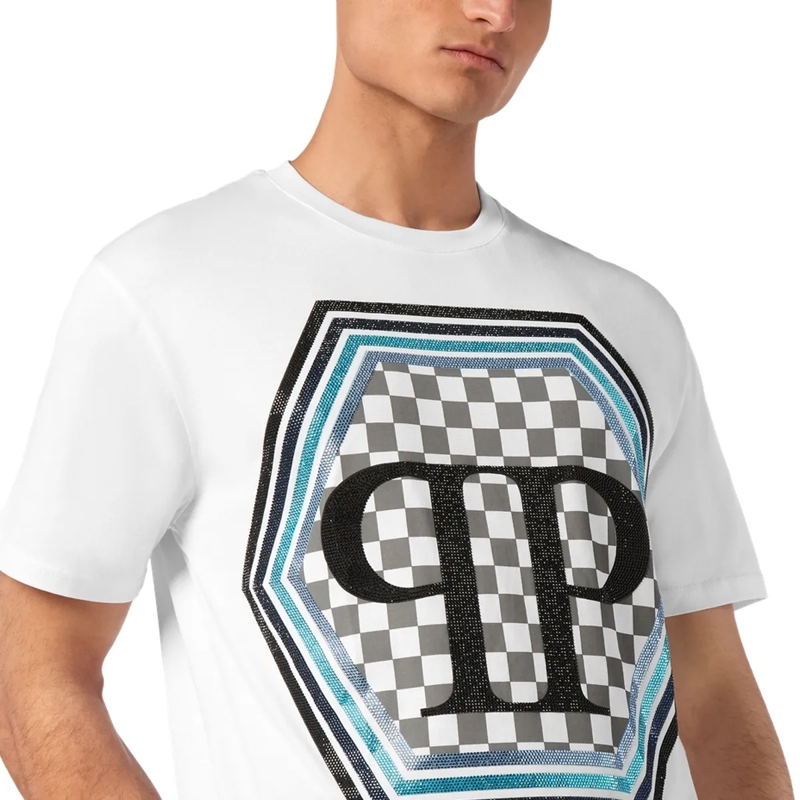 Philipp Plein T-Shirt T-Shirt Hexagon Mit Schmucksteinen weiss(Image 5)