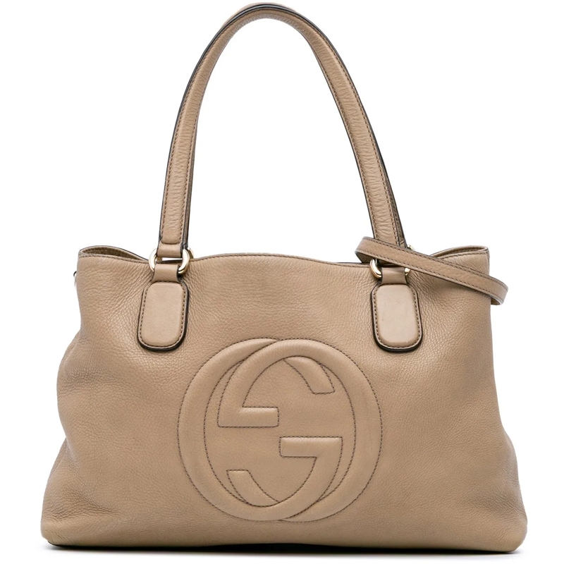 Gucci Schultertasche Medium Leather Soho Working Tote braun