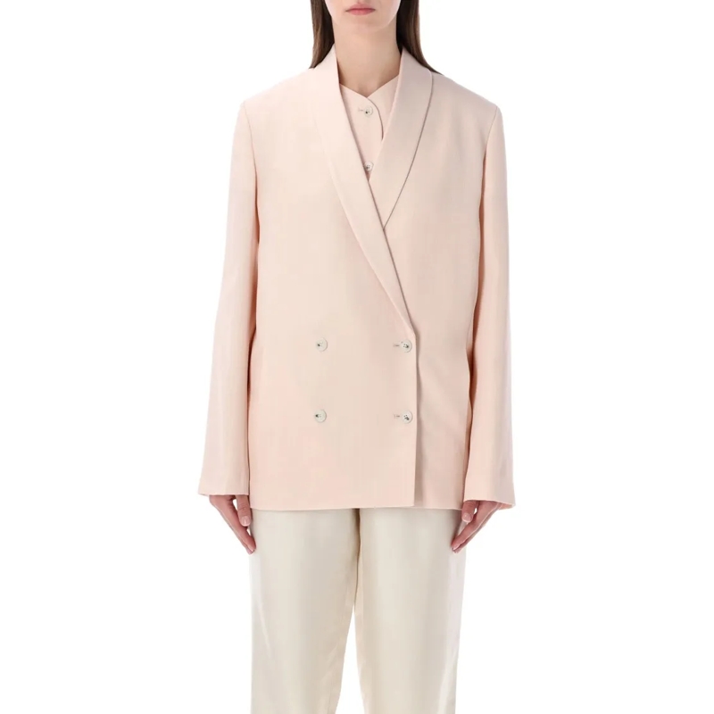 Loulou Studio Blazer Double-Breasted Minka Blazer With Shawl Collar And Grey