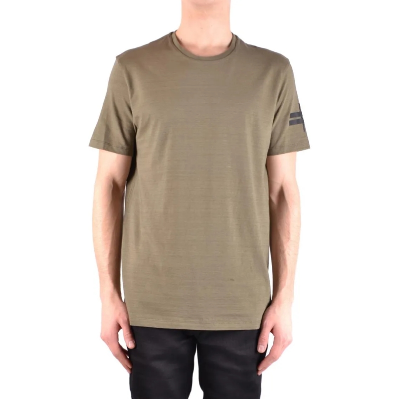 Neil Barrett T-shirt Olive Green Cotton T-Shirt With Graphic Detail Neutrals