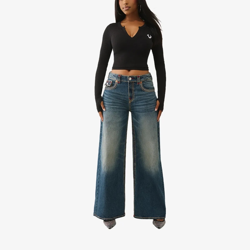 True Religion Bluse Langarmshirt schwarz(Image 2)