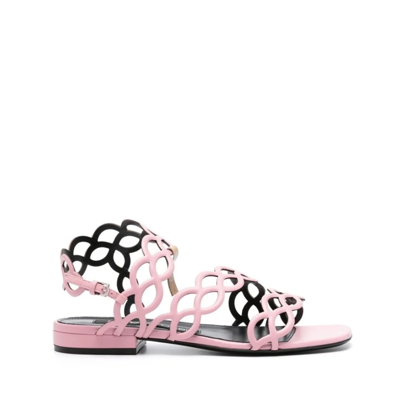 sergio rossi Sandales Cut-Out Spiral Design Leather Sandals Pink