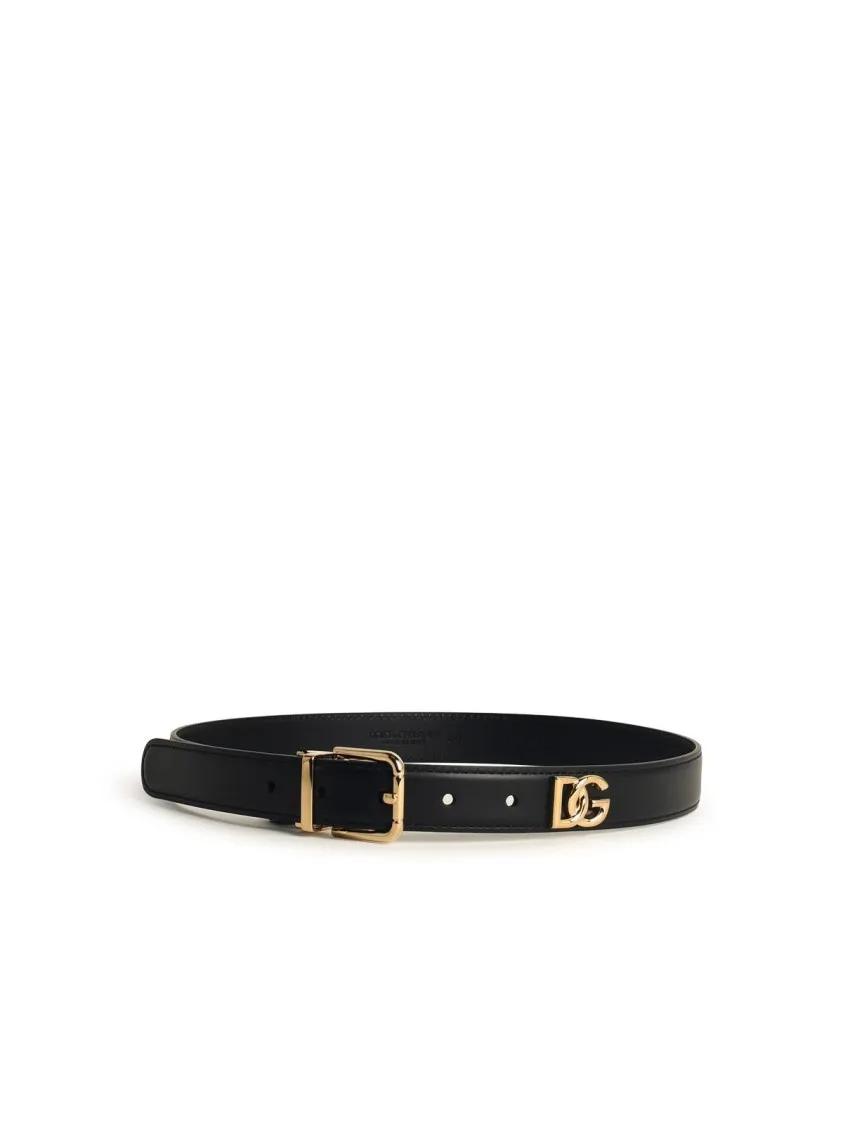 Dolce&Gabbana Gürtel - Black Leather Belt - Gr. 70 - in Schwarz - für Damen