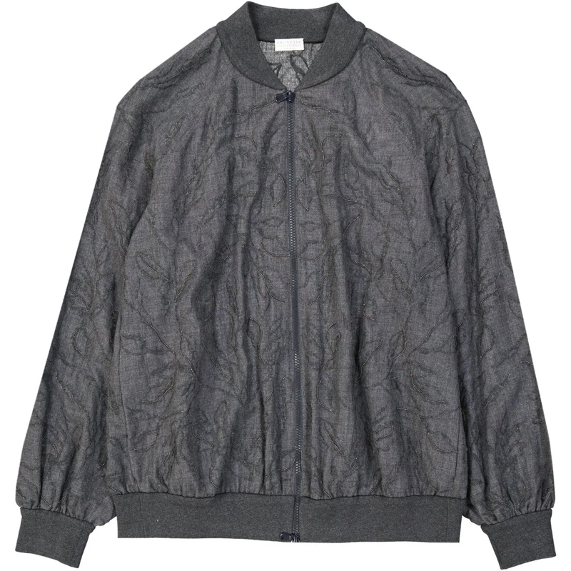 Brunello Cucinelli T-Shirt Brunello Cucinelli Wool Jacket grau
