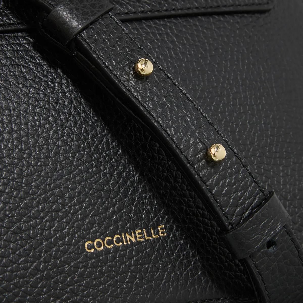 Coccinelle Elegante zwarte leren tas met gouden gesp Black Dames