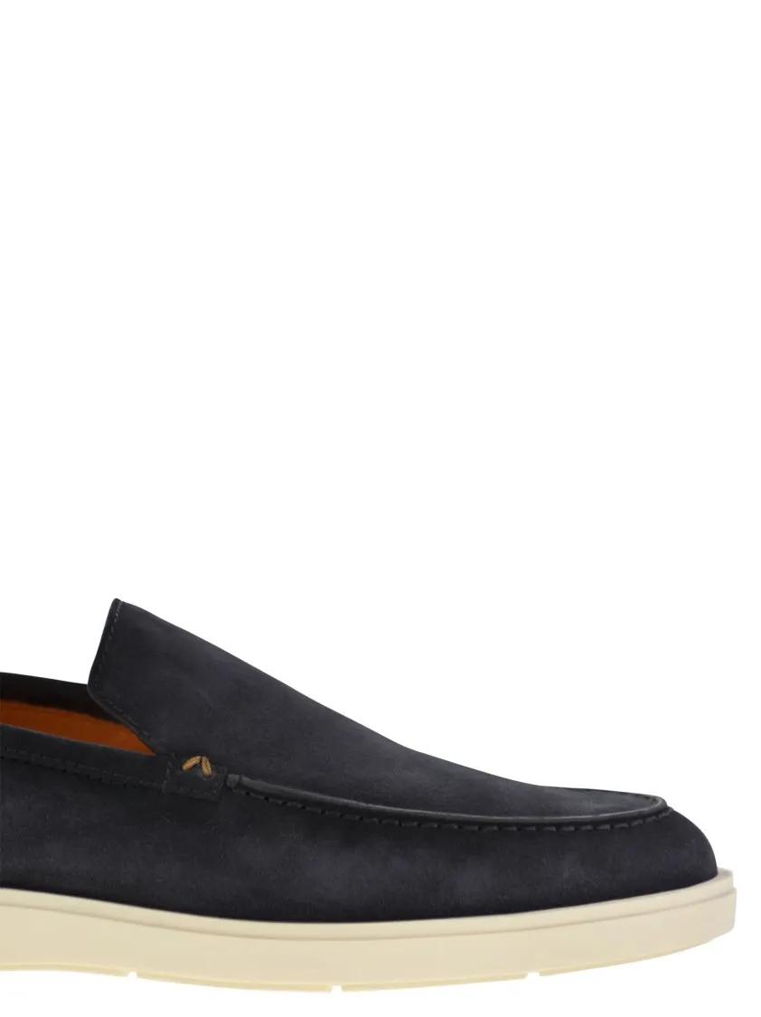 Thumbnail - Santoni Loafer - Suede Moccasin With Contrast Detailing - Gr. 9 - in Blau - für Damen