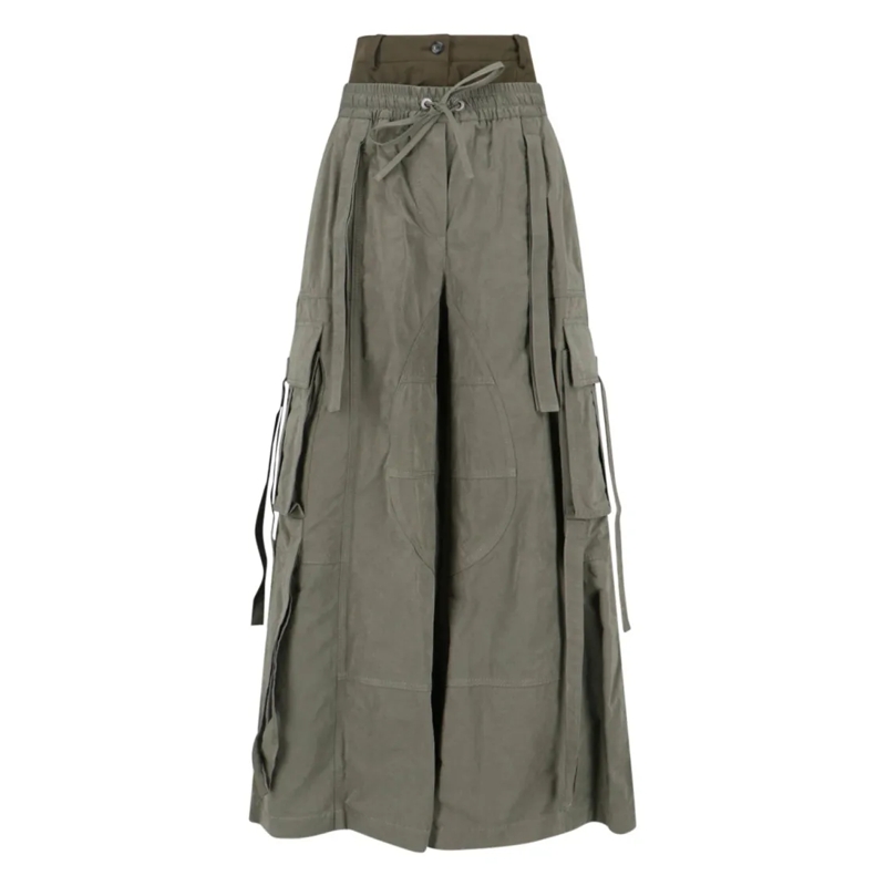 Dolce&Gabbana  Wide-Leg Coated Faille Pants With Cargo Pockets Green