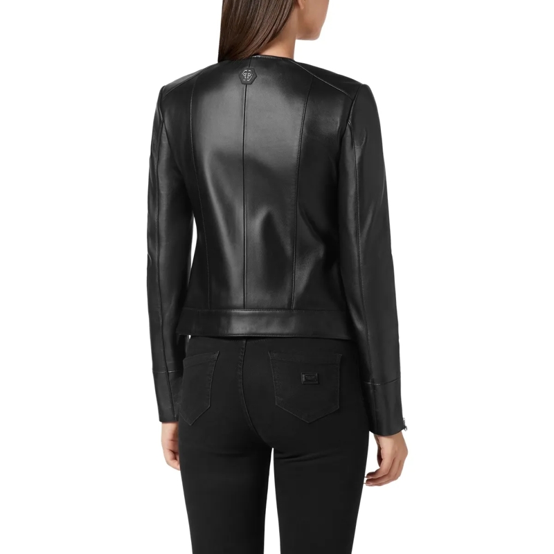 Philipp Plein Lederjacke Leder Biker-Jacke schwarz(Image 2)