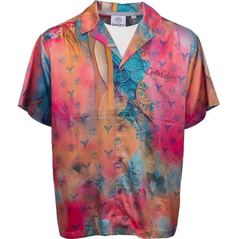 Carlo Colucci T-Shirt Oversized Ornament Pink rose