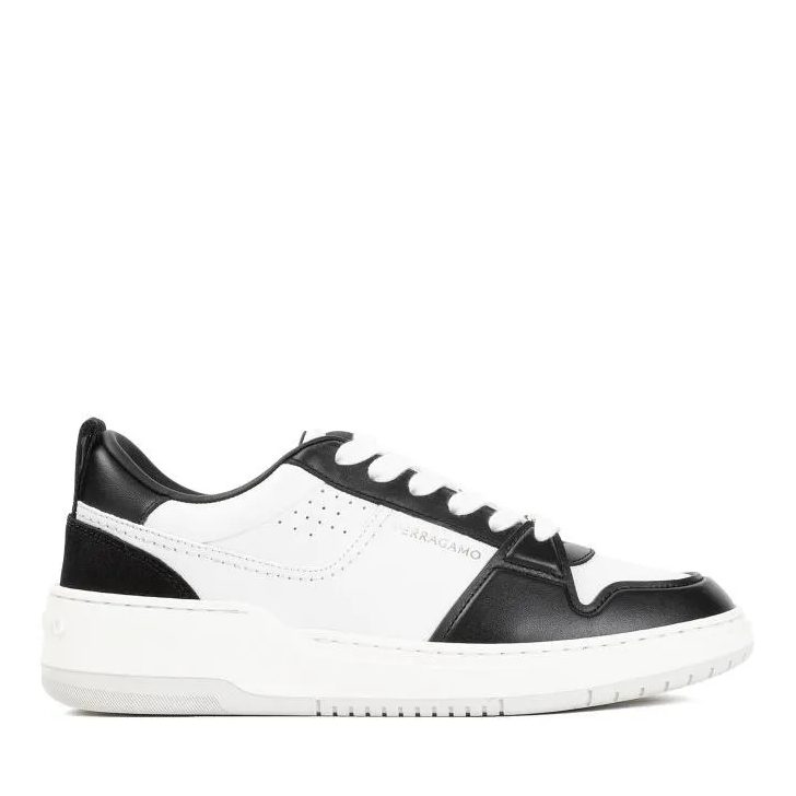 Salvatore Ferragamo Black Calf Leather Dennis Sneakers White sneaker basse