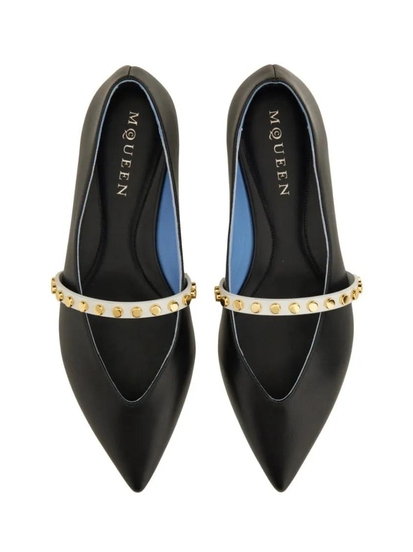 Thumbnail - Leather Ballerina Flats With Pointed Toe - Gr. 40 (EU) - in Schwarz
