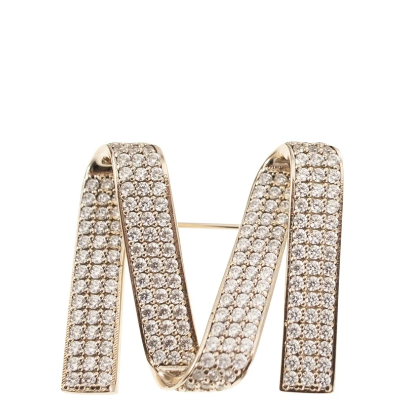 Max Mara Medium Halsketting Mgrosgrainpind - M Pin With Rhinestones Gold