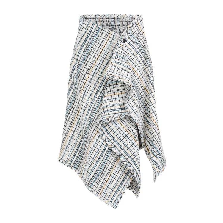 Bottega Veneta - White Cotton Check Skirt - Größe 40 - multi