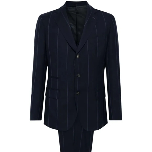 Eleventy Navy Blue Pinstripe Single-Breasted Suit Blue 